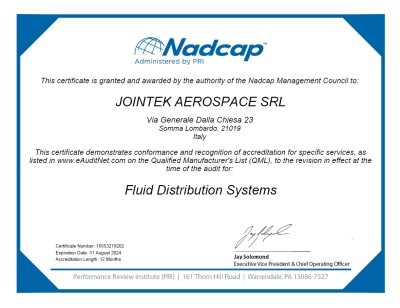 NADCAP Fluid Distribution Systems qualification